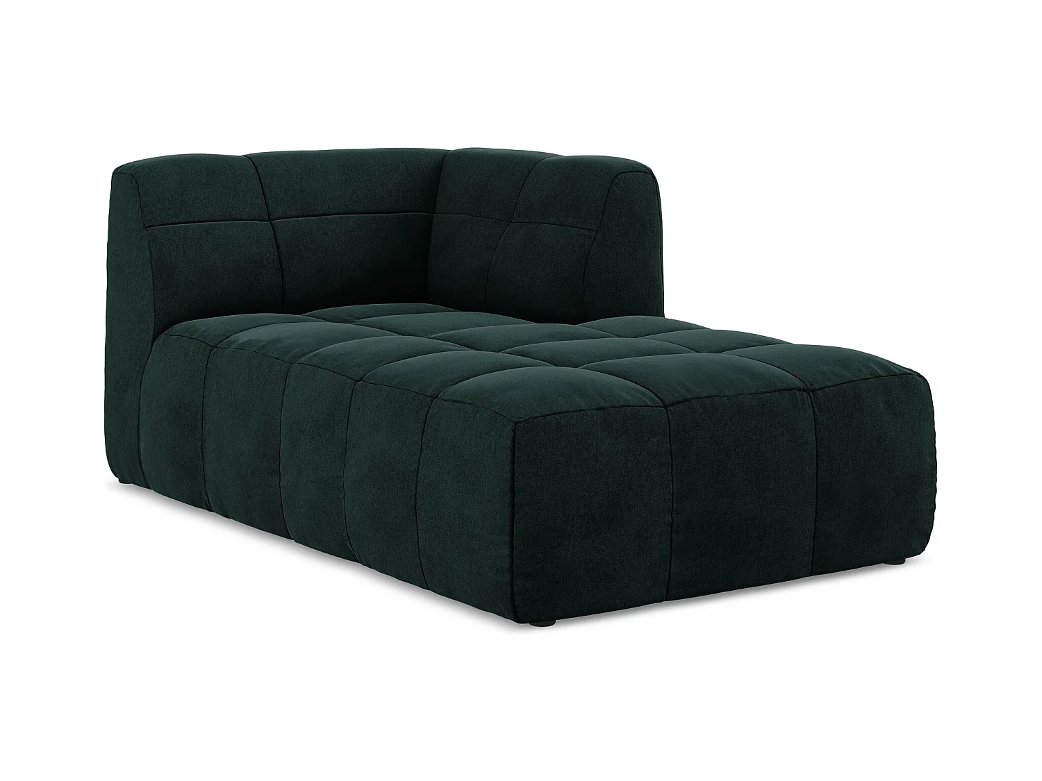 Chaise longue met hoek rechts van grijsgroen velours - ALOHA