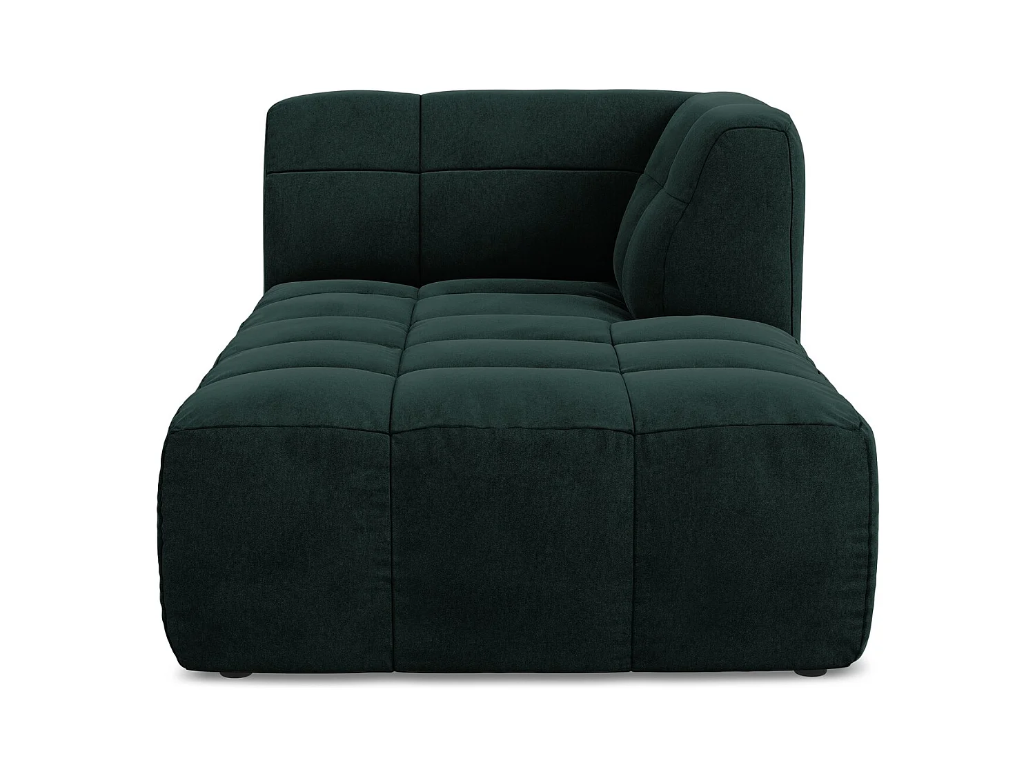 Chaise longue met hoek rechts van grijsgroen velours - ALOHA