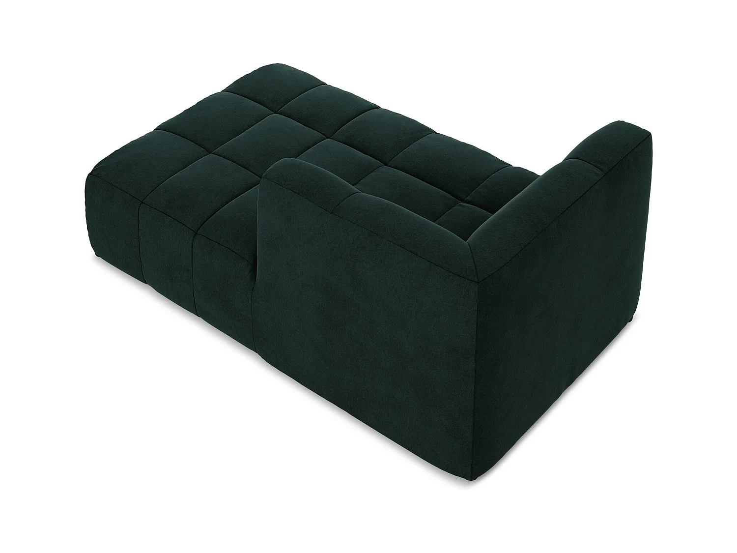 Chaise longue met hoek rechts van grijsgroen velours - ALOHA