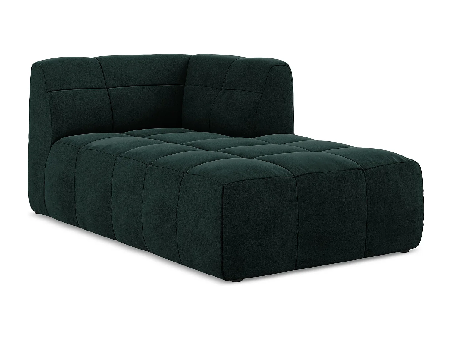 Méridienne droite en velours - gris vert - ALOHA