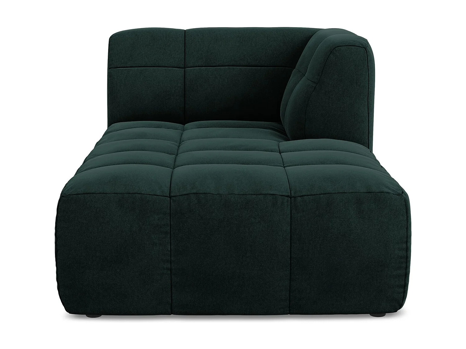 Méridienne droite en velours - gris vert - ALOHA