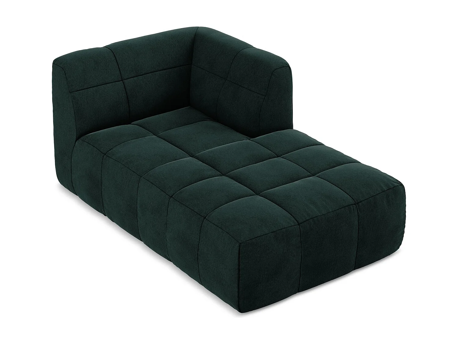 Méridienne droite en velours - gris vert - ALOHA