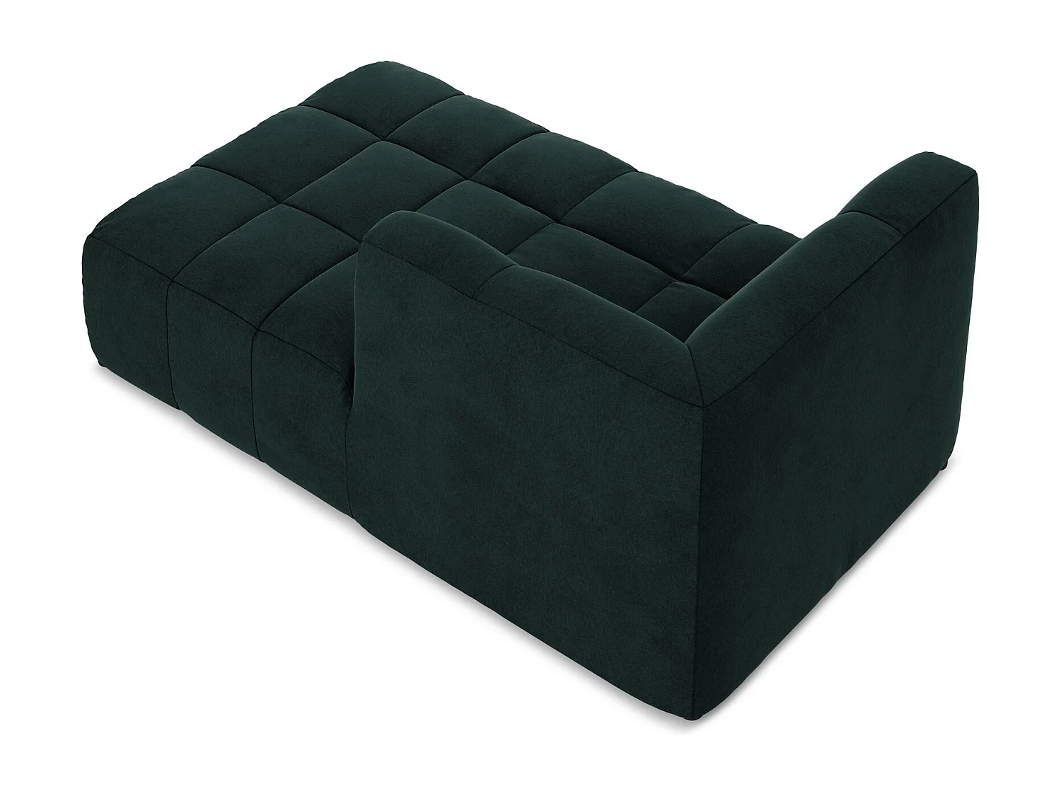 Méridienne droite en velours - gris vert - ALOHA