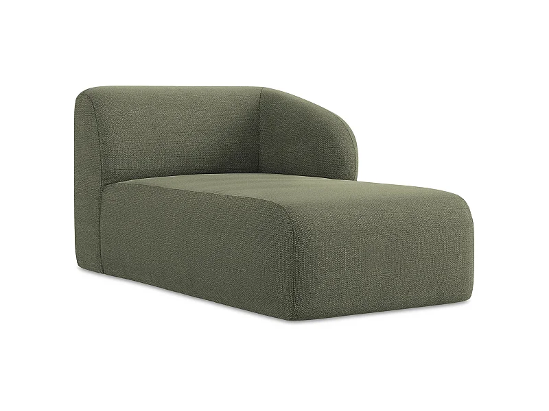 Szezlong prawostronny - z tkaniny bouclé - oliwkowy - LANI