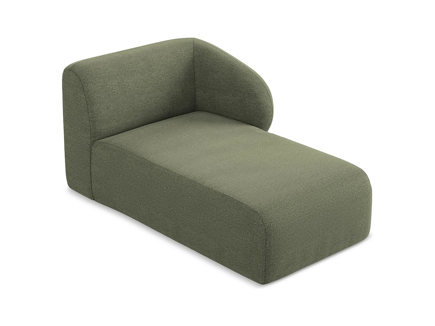 Méridienne droite en tissu bouclette - olive - LANI