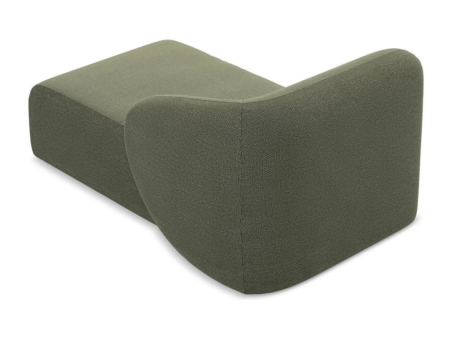 Méridienne droite en tissu bouclette - olive - LANI