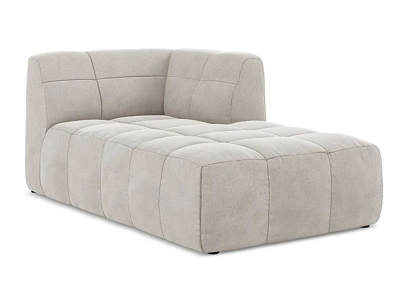 Chaise longue met hoek rechts van lichtbeige velours - ALOHA