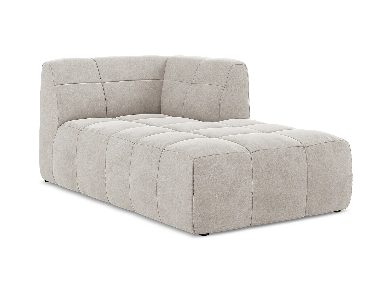 Méridienne droite en velours - beige clair - ALOHA