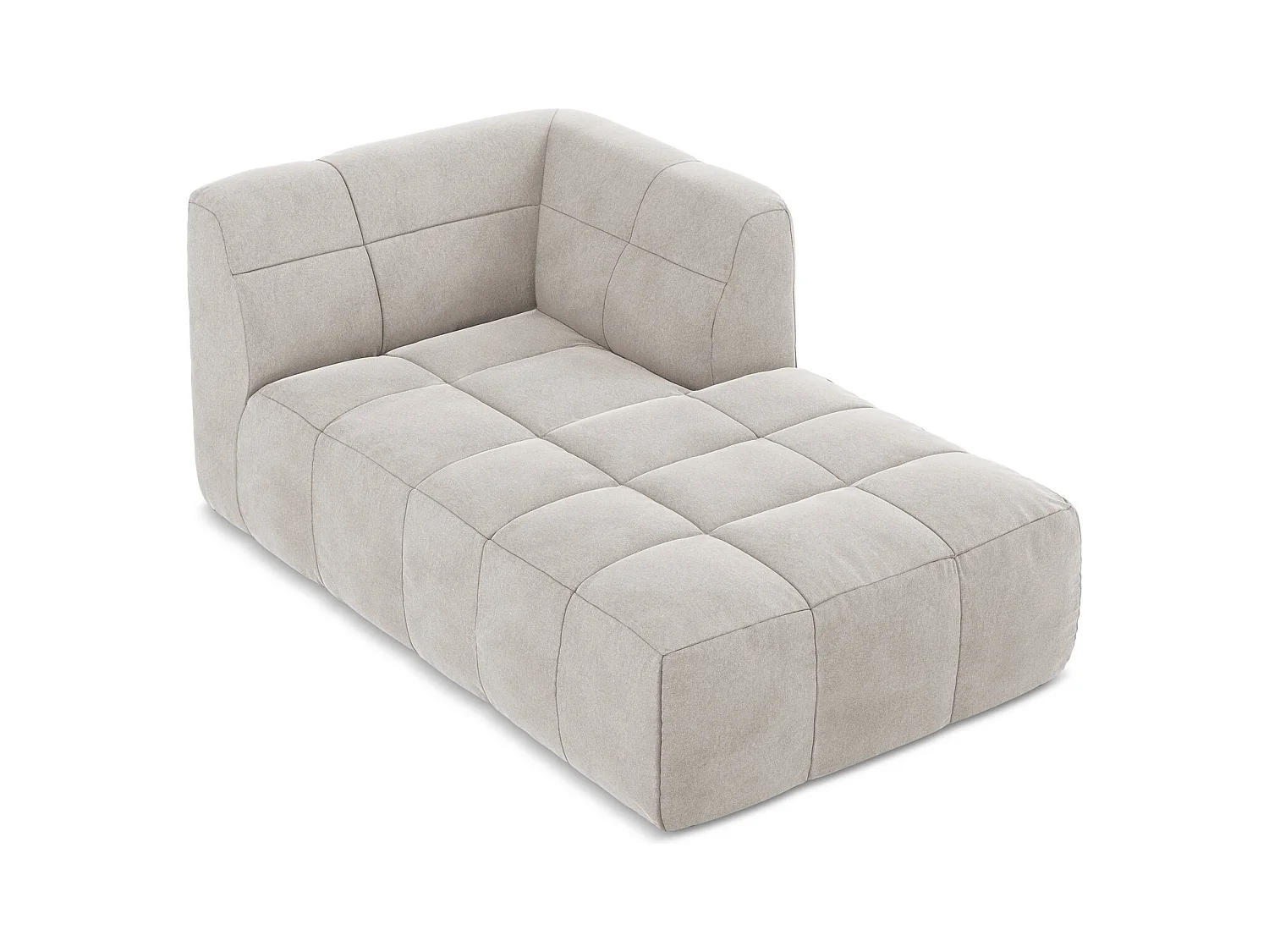 Méridienne droite en velours - beige clair - ALOHA