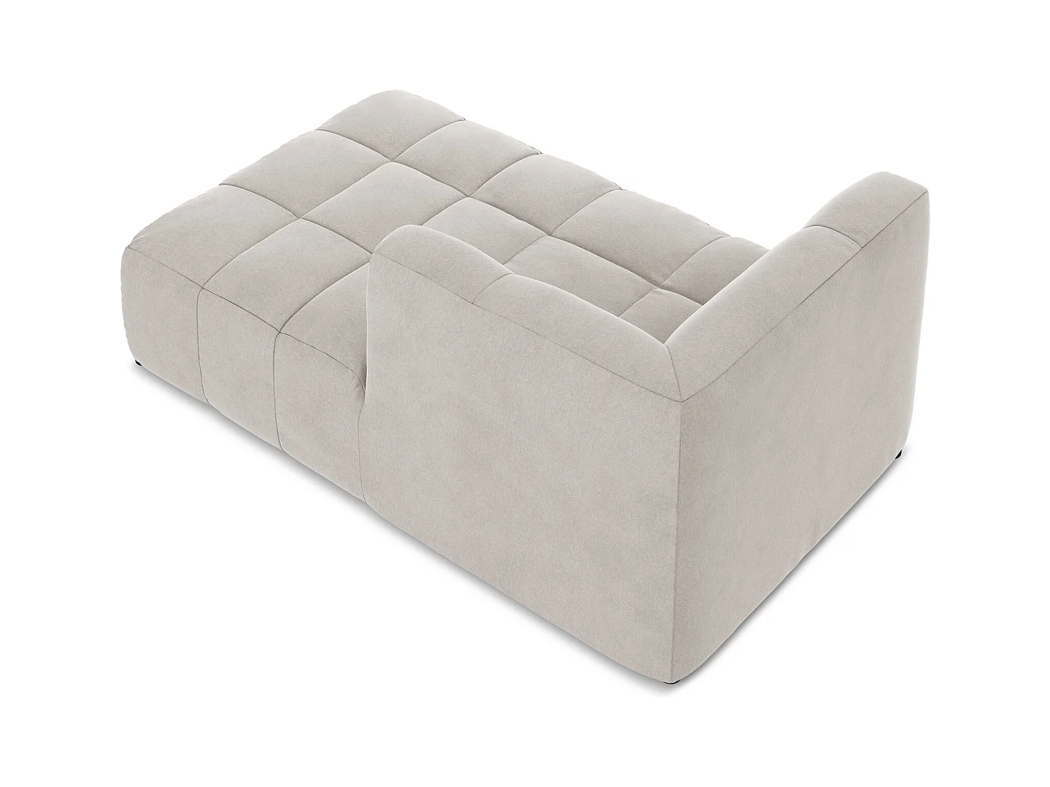 Méridienne droite en velours - beige clair - ALOHA