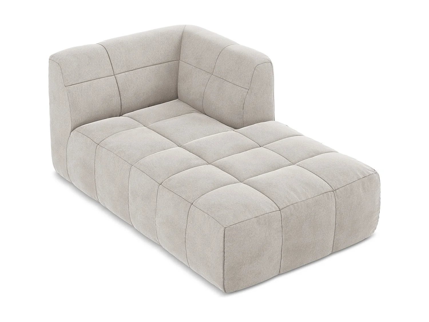 Méridienne droite en velours - beige clair - ALOHA