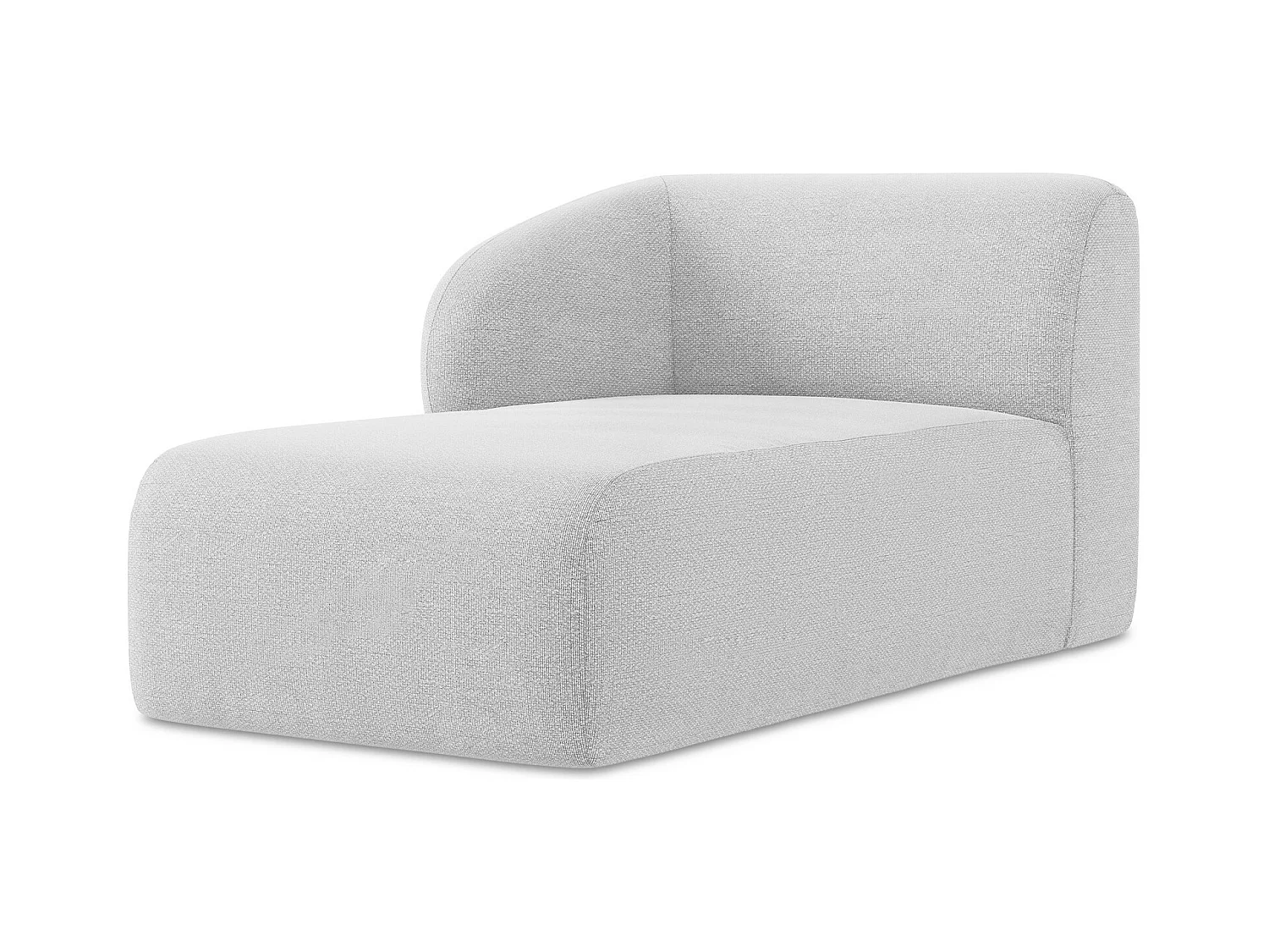 Méridienne gauche en tissu bouclette - argent - LANI