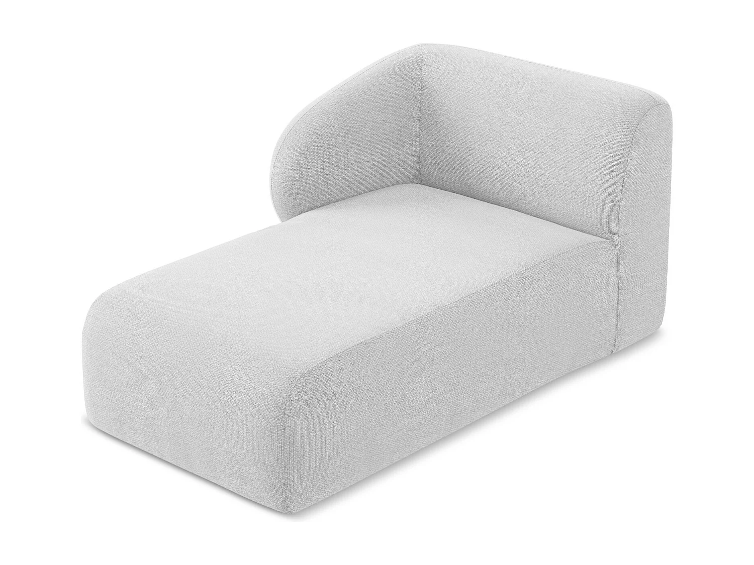 Méridienne gauche en tissu bouclette - argent - LANI