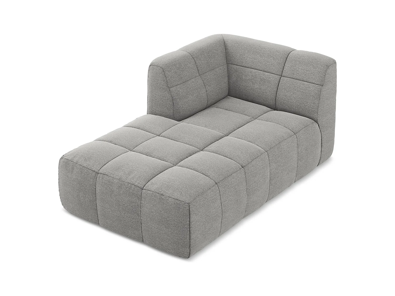 Chaise longue met hoek links van lichtgrijs bouclé - ALOHA