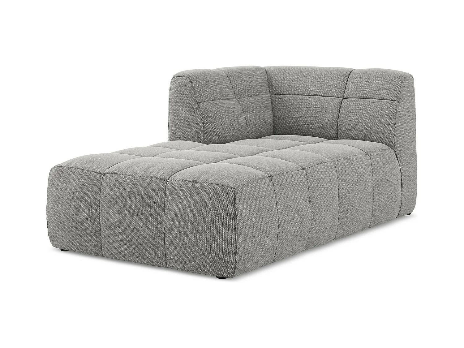 Méridienne gauche en tissu bouclette - gris clair - ALOHA