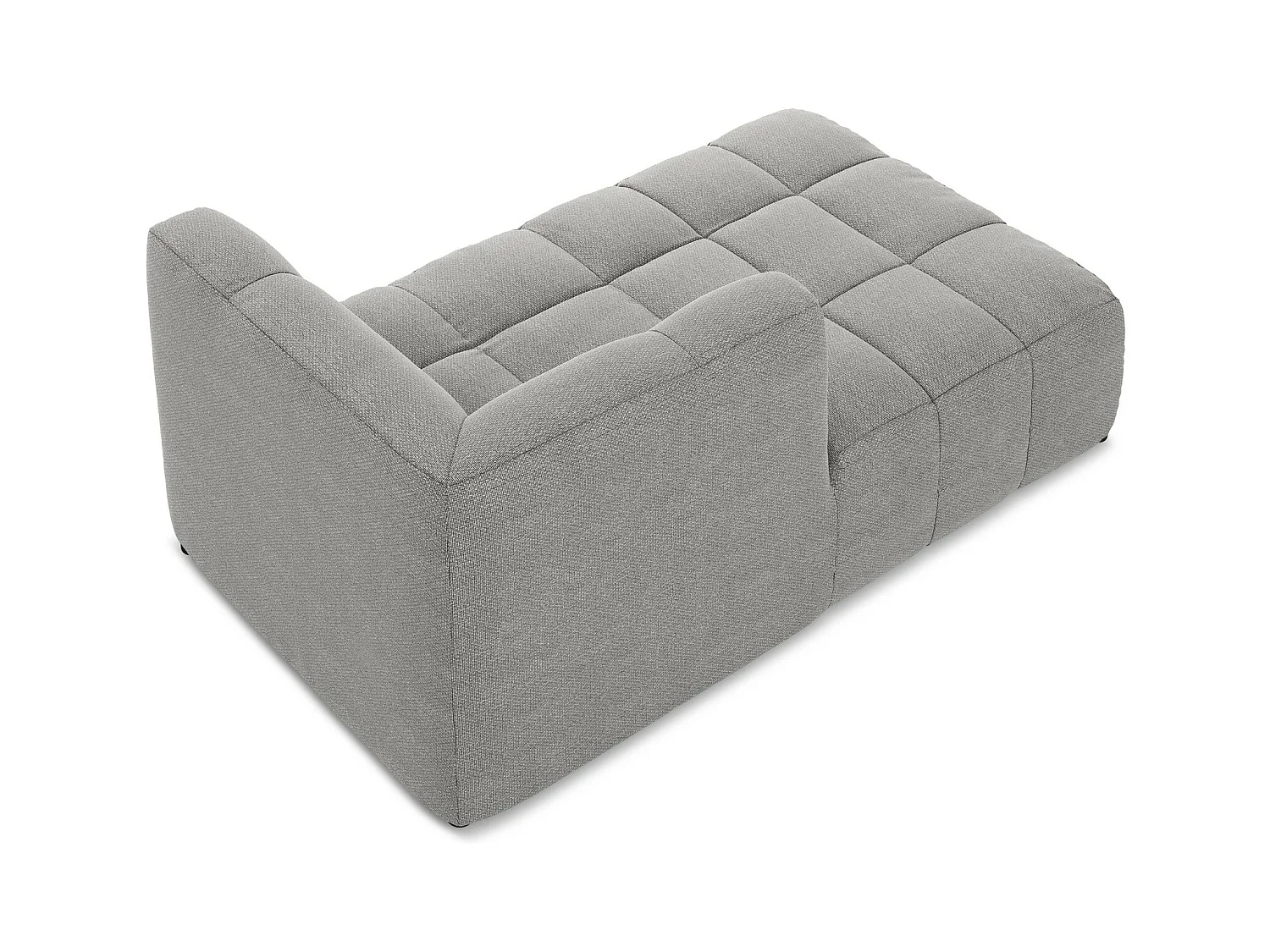 Méridienne gauche en tissu bouclette - gris clair - ALOHA