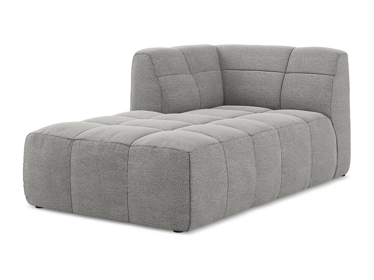 Méridienne gauche en tissu bouclette - gris clair - ALOHA