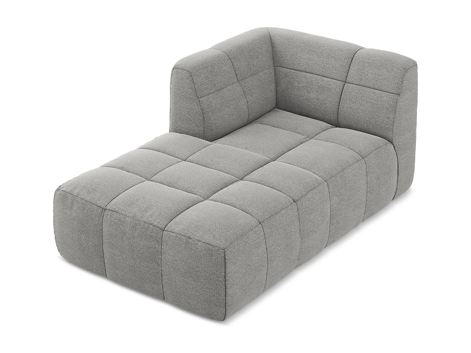 Méridienne gauche en tissu bouclette - gris clair - ALOHA