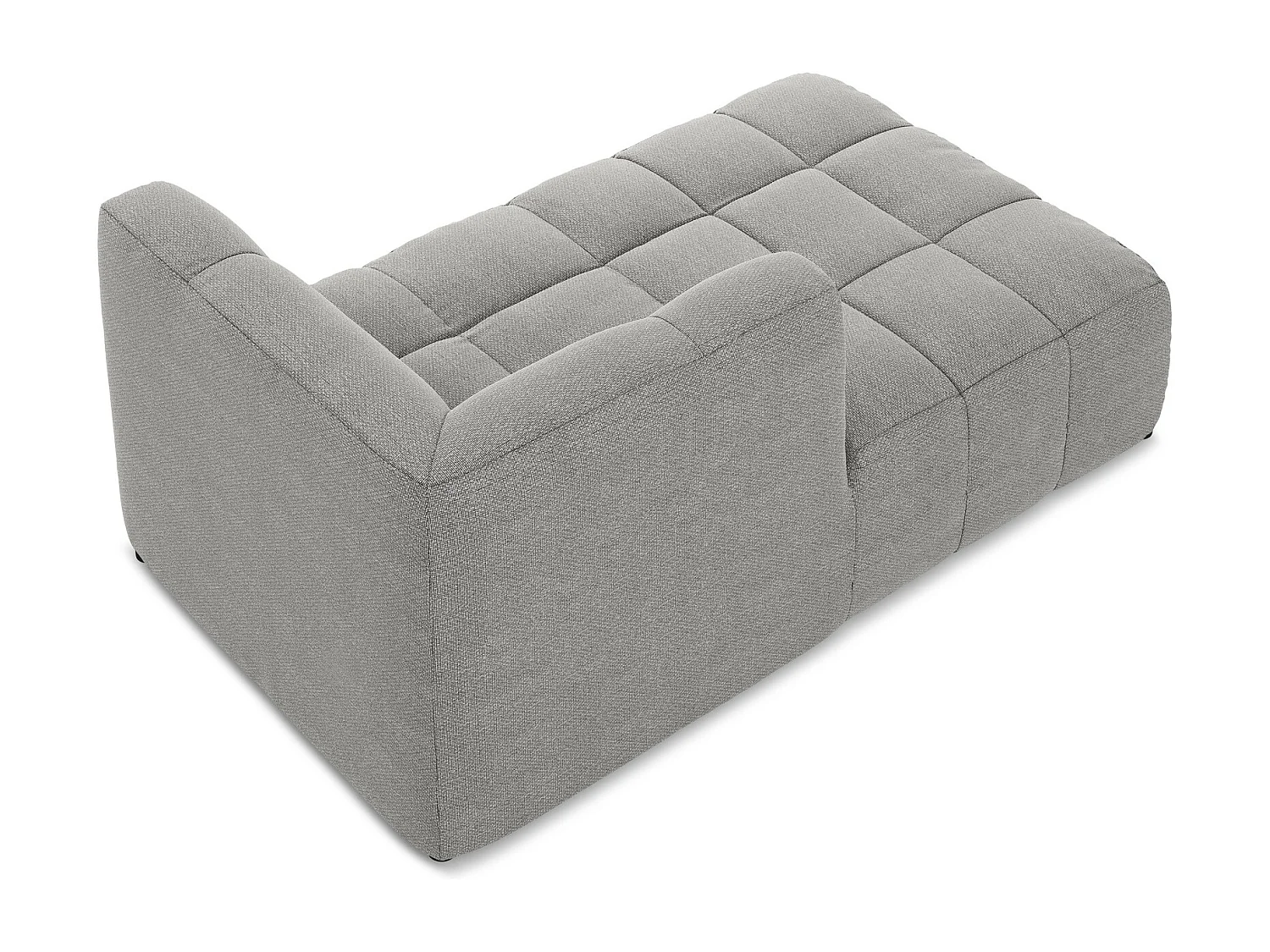 Méridienne gauche en tissu bouclette - gris clair - ALOHA