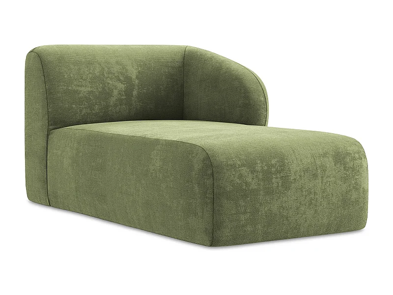 Chaise longue met hoek rechts van groente chenille stof - LANI