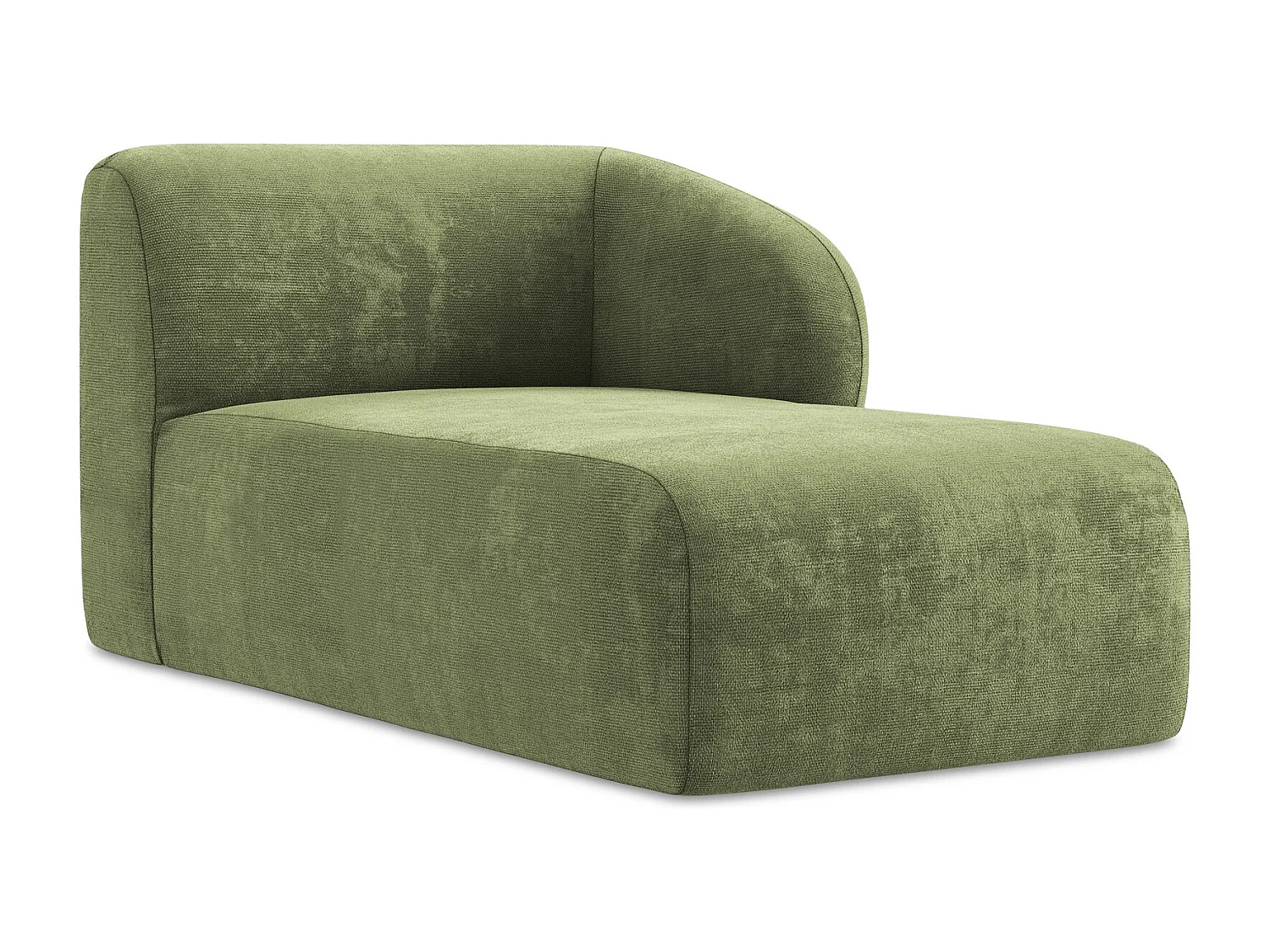 Chaise longue met hoek rechts van groente chenille stof - LANI