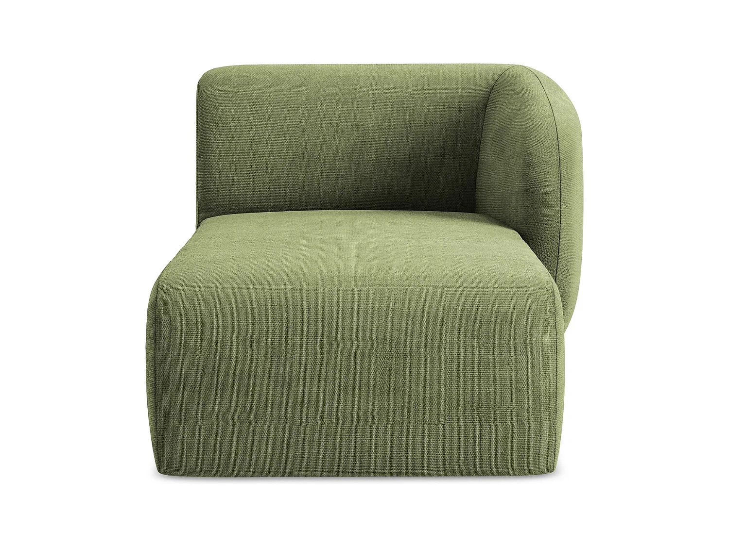 Chaise longue met hoek rechts van groente chenille stof - LANI