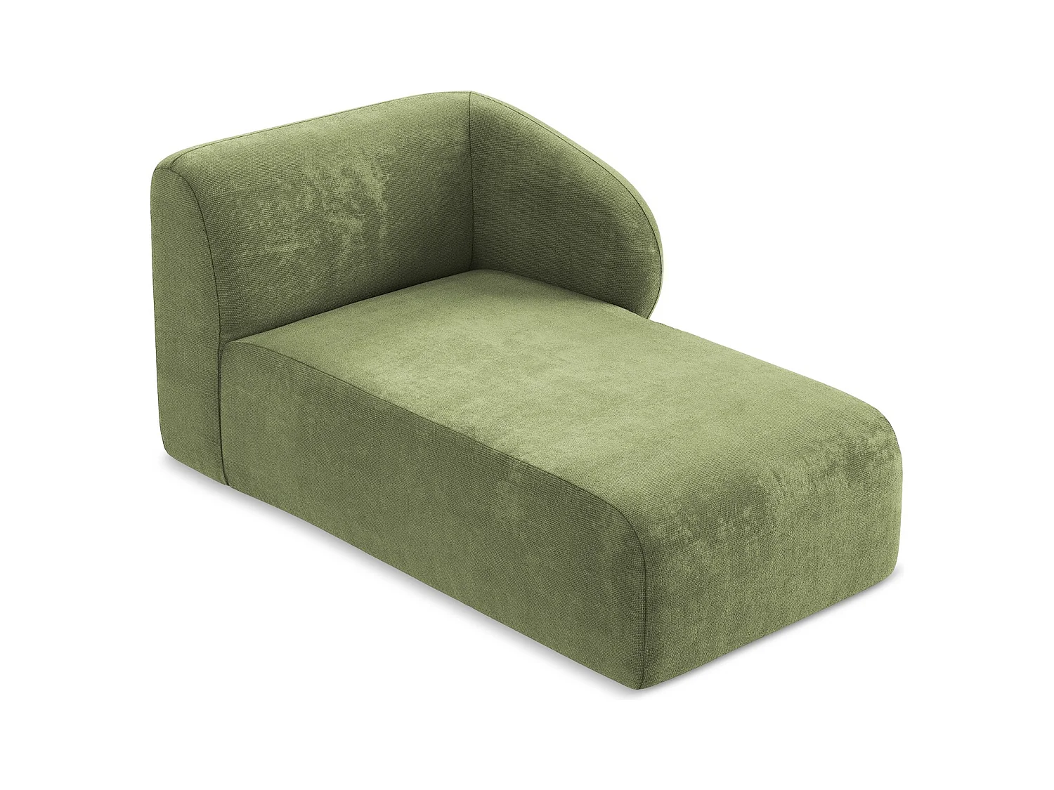 Chaise longue met hoek rechts van groente chenille stof - LANI