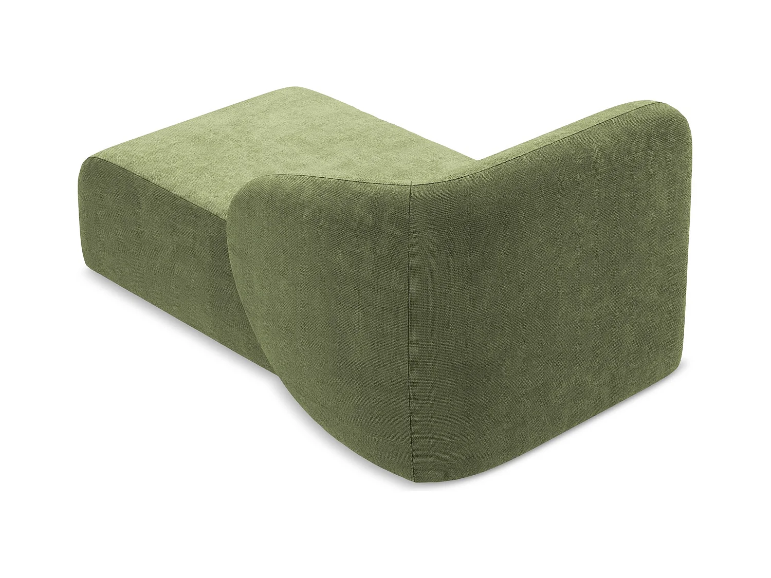 Chaise longue met hoek rechts van groente chenille stof - LANI