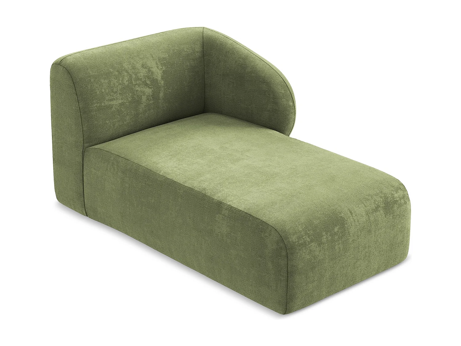 Méridienne droite en tissu chenille - vert - LANI