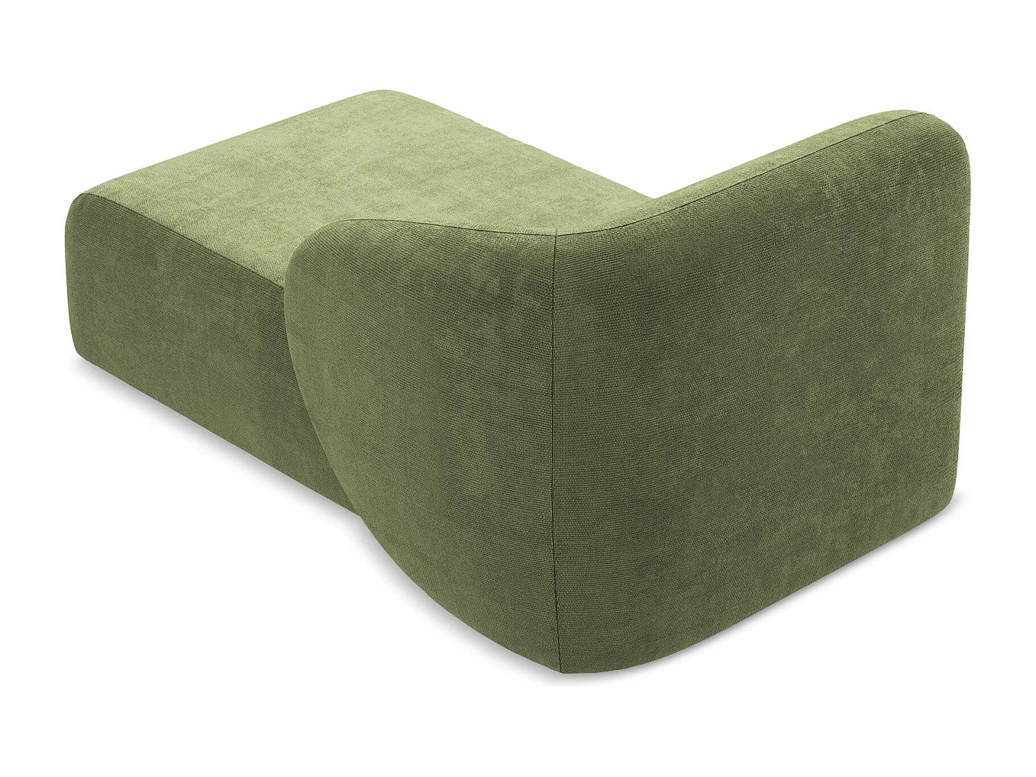 Méridienne droite en tissu chenille - vert - LANI