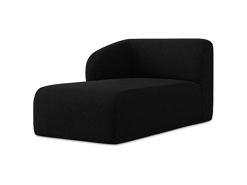 Szezlong lewostronny - z tkaniny bouclé - czarny - LANI