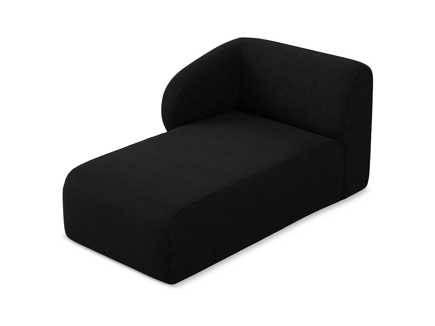 Méridienne gauche en tissu bouclette - noir - LANI