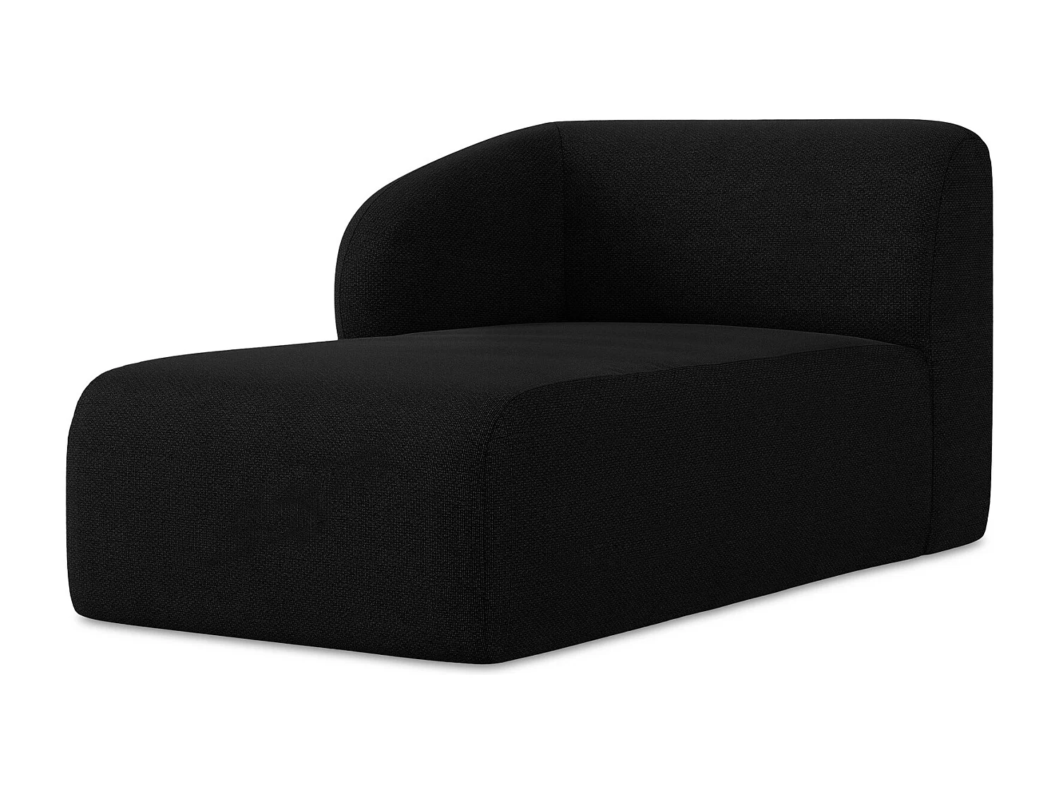 Méridienne gauche en tissu bouclette - noir - LANI