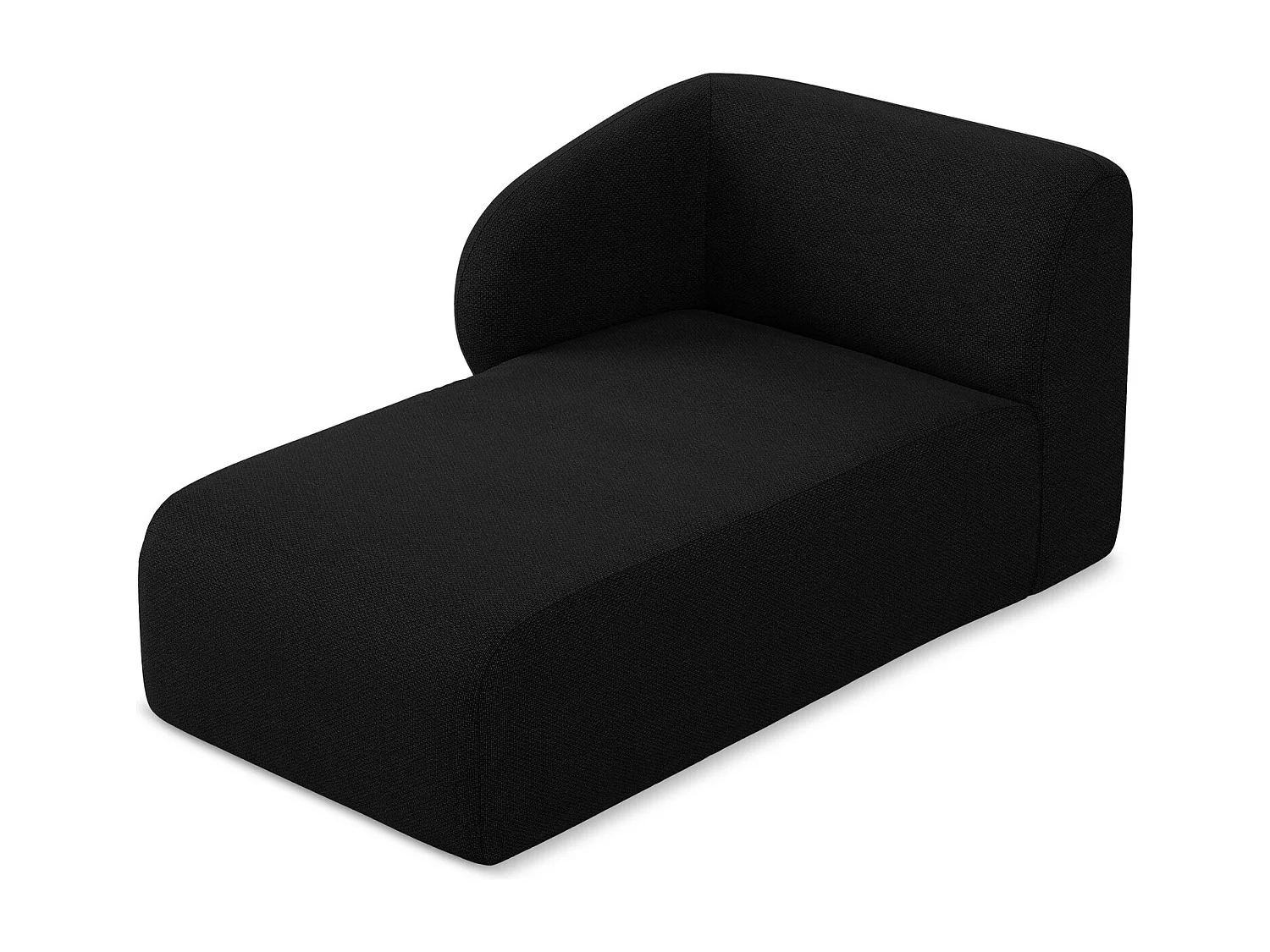 Méridienne gauche en tissu bouclette - noir - LANI