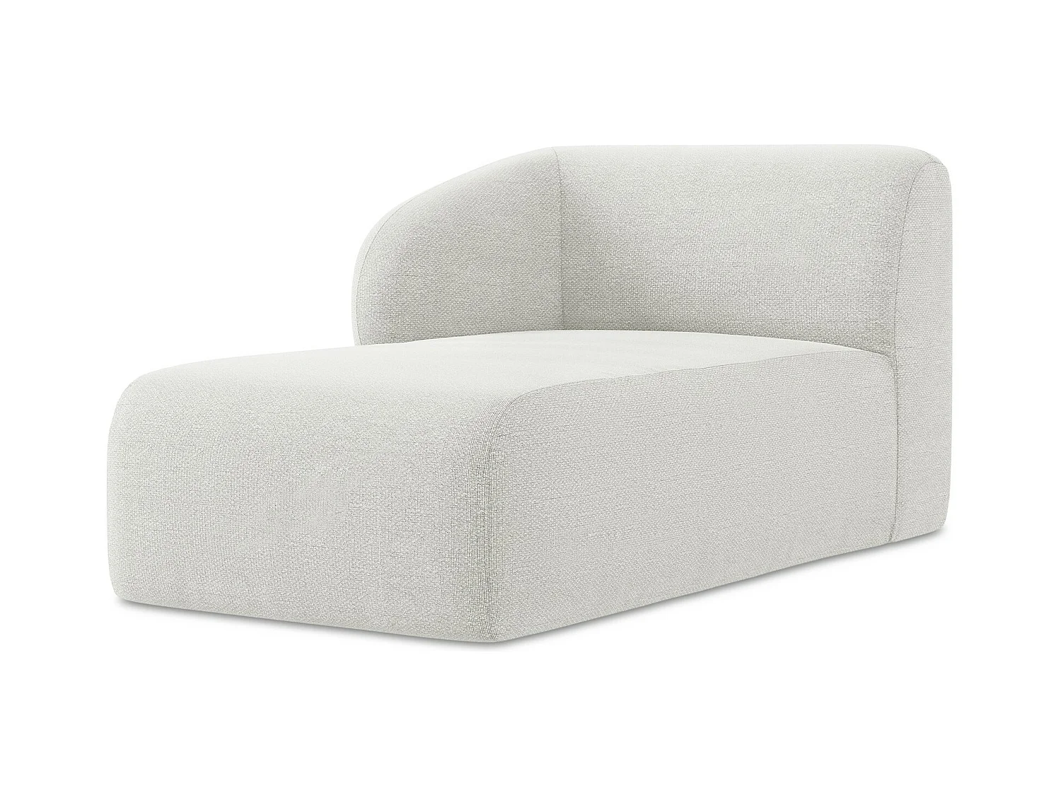 Méridienne gauche en tissu bouclette - blanc - LANI