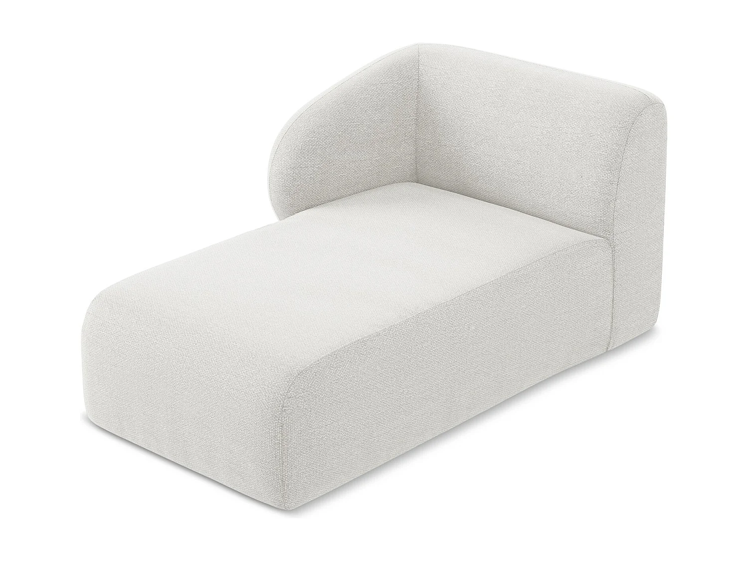 Méridienne gauche en tissu bouclette - blanc - LANI