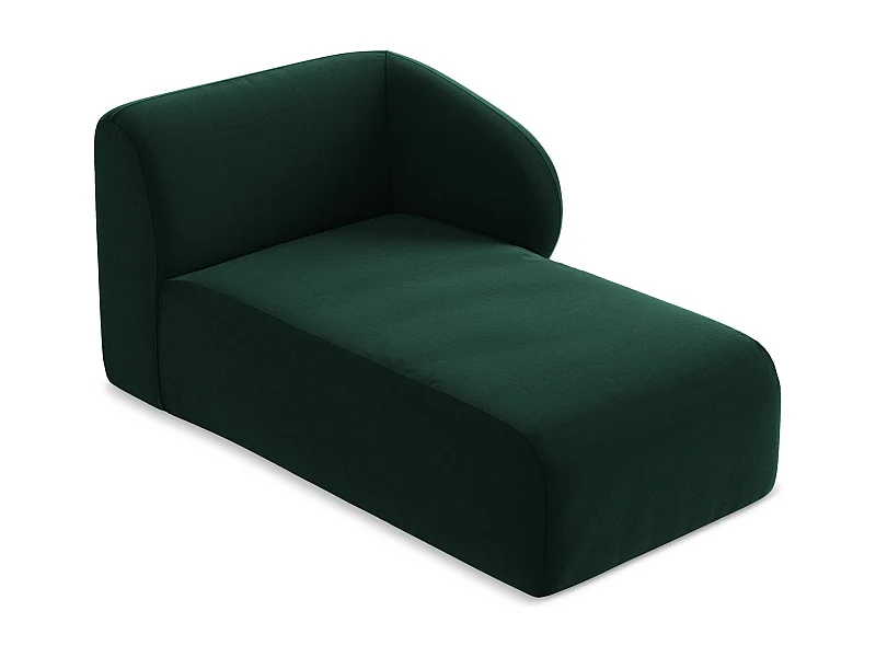 Chaise longue met hoek rechts van flessengroen velours - LANI