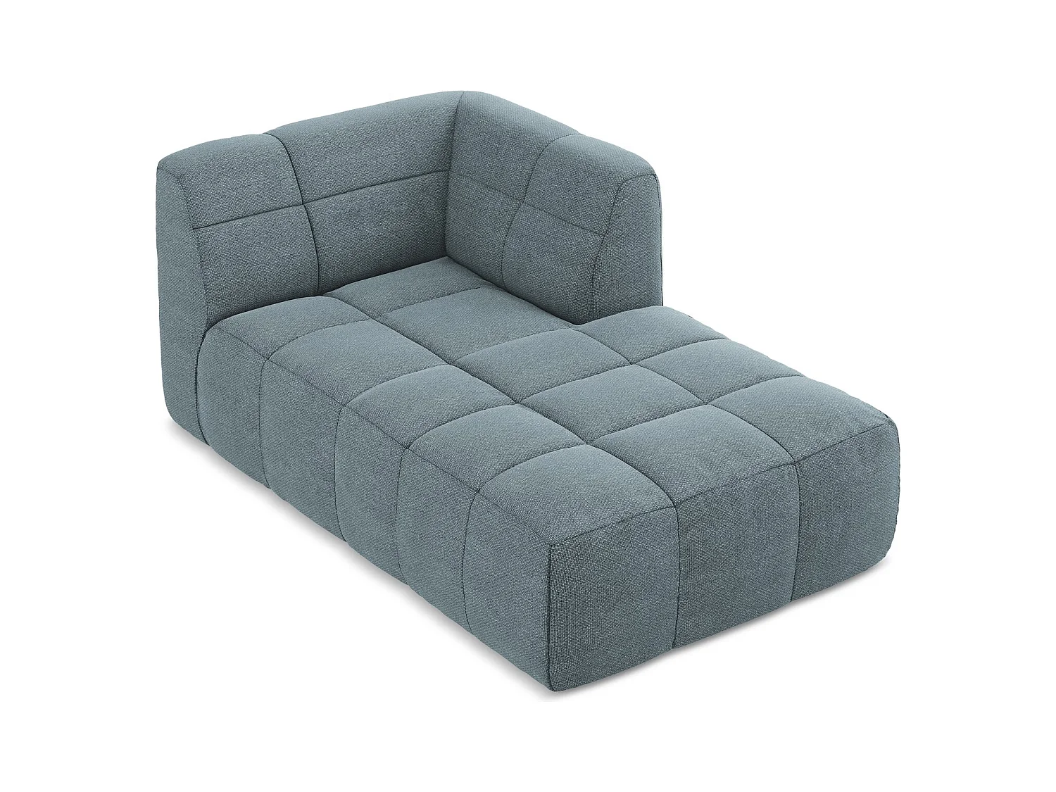 Méridienne droite en tissu bouclette - jeans - ALOHA
