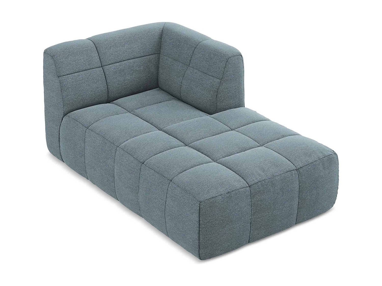 Méridienne droite en tissu bouclette - jeans - ALOHA