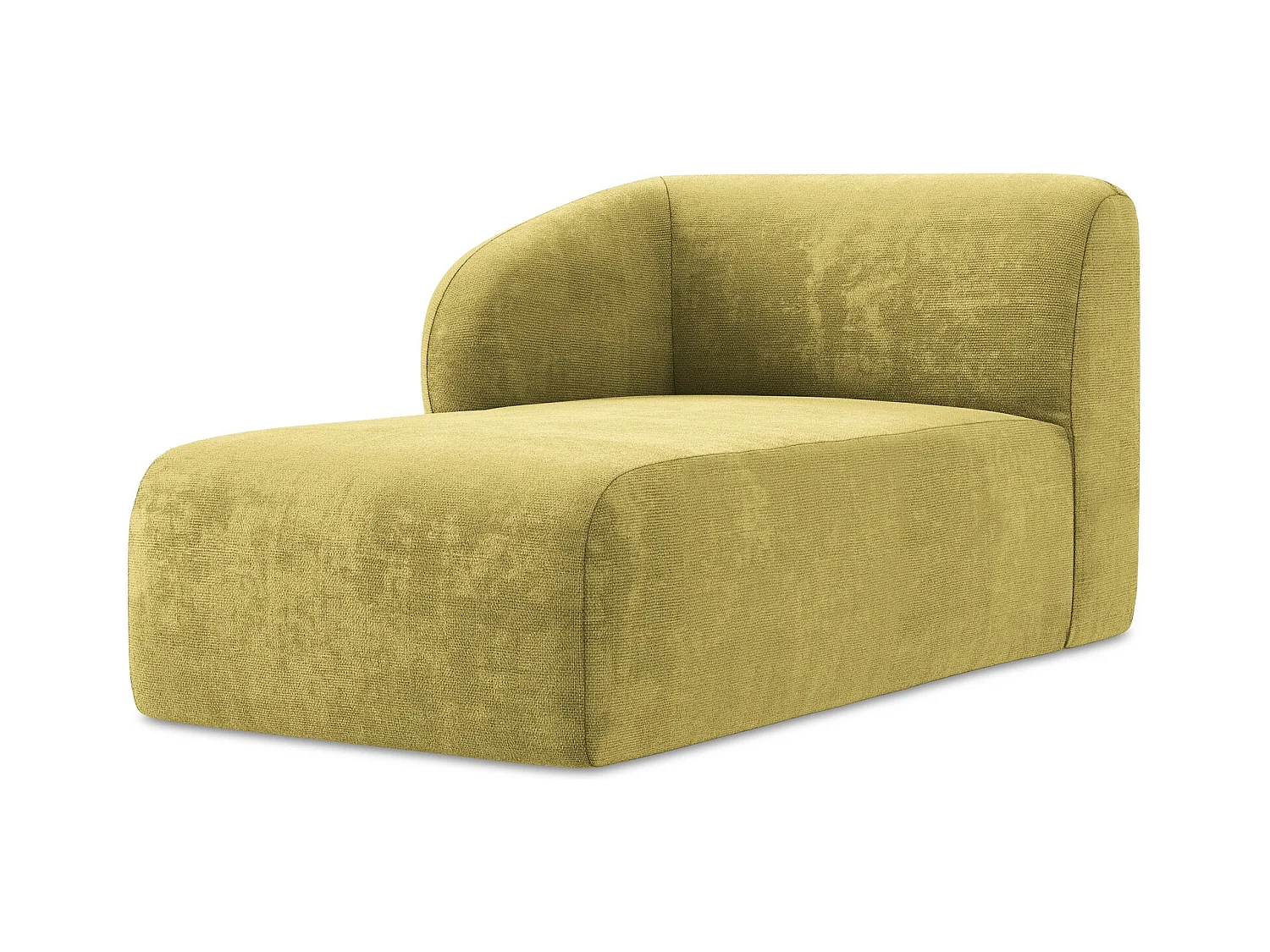 Chaise longue met hoek links van limoengroen chenille stof - LANI