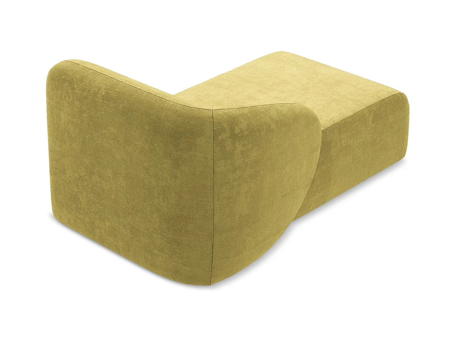 Chaise longue met hoek links van limoengroen chenille stof - LANI