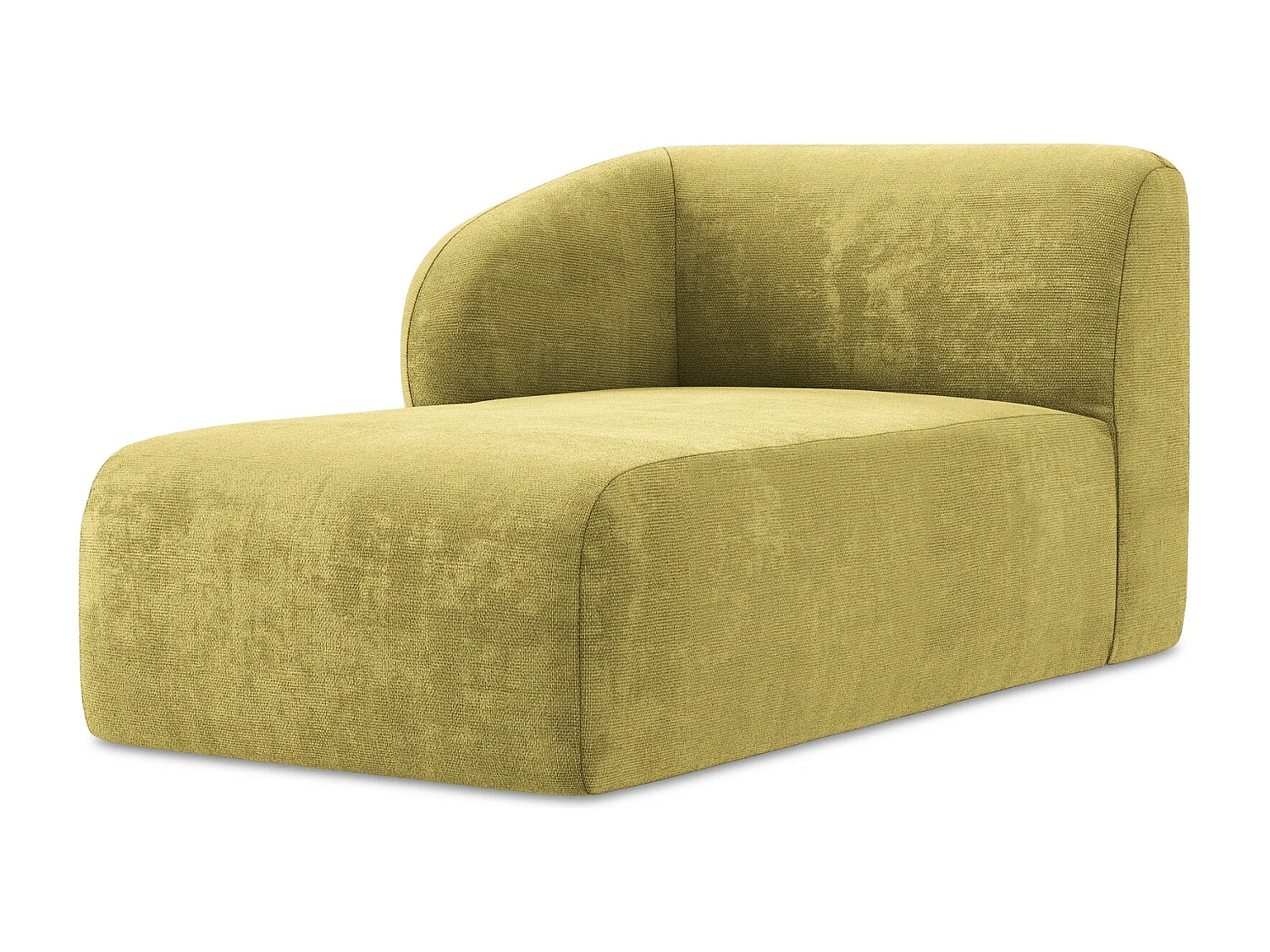 Méridienne gauche en tissu chenille - vert citron - LANI