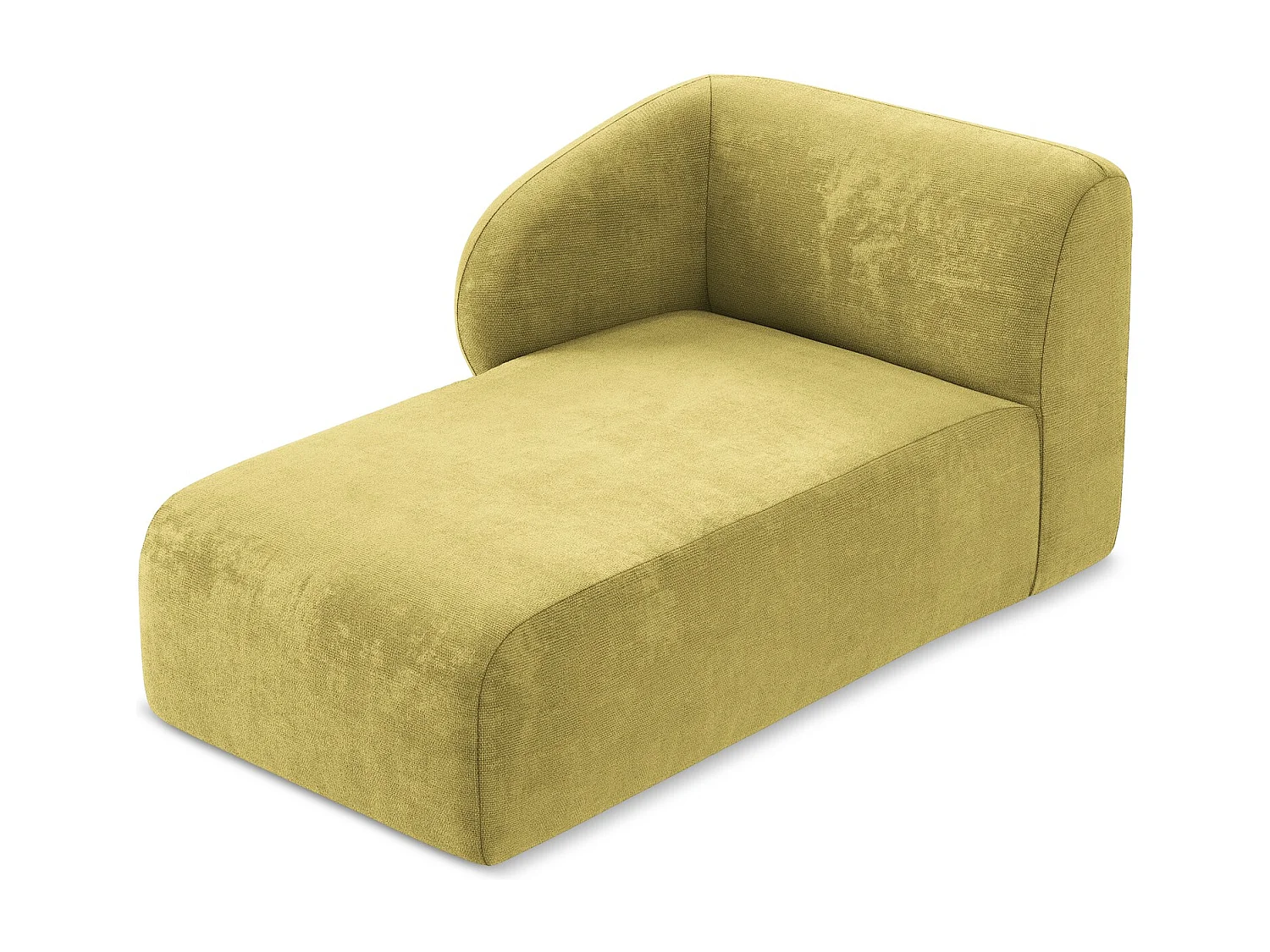 Méridienne gauche en tissu chenille - vert citron - LANI