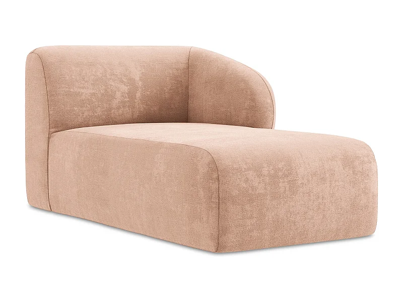 Chaise longue met hoek rechts van perzik chenille stof - LANI