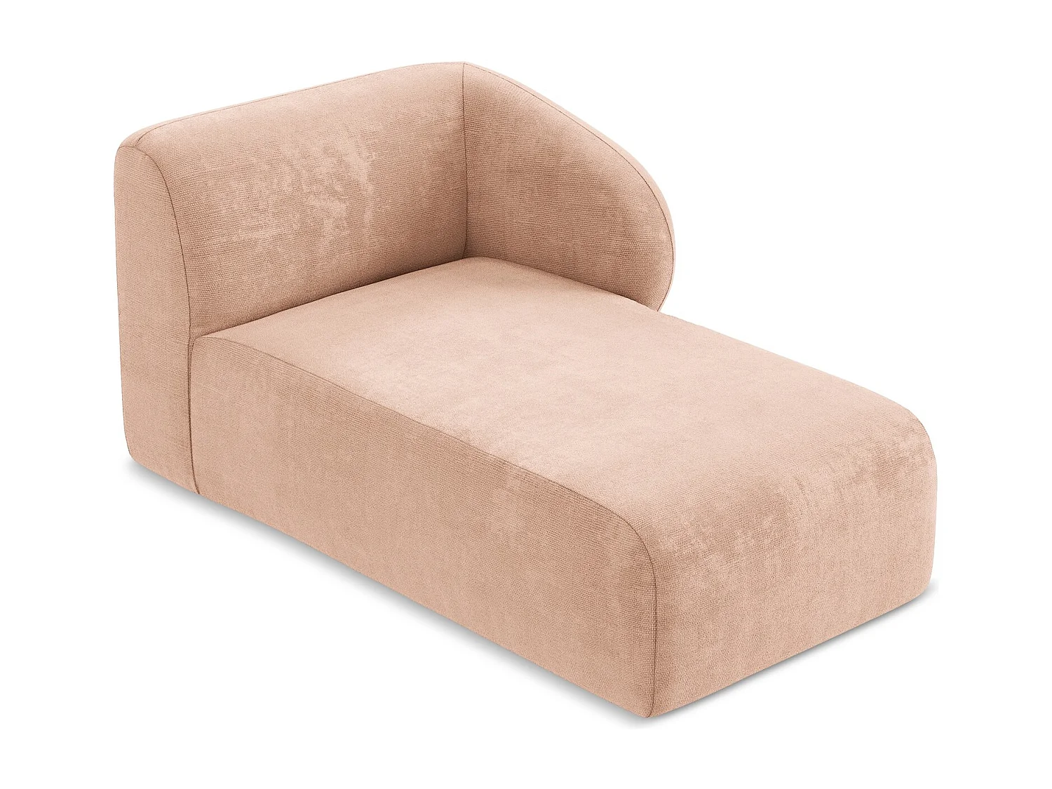 Méridienne droite en tissu chenille - pêche - LANI