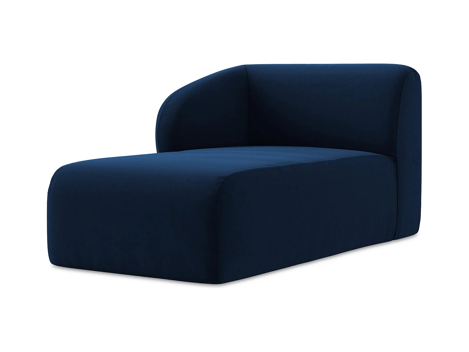 Chaise longue met hoek links van koningsblauw velours - LANI