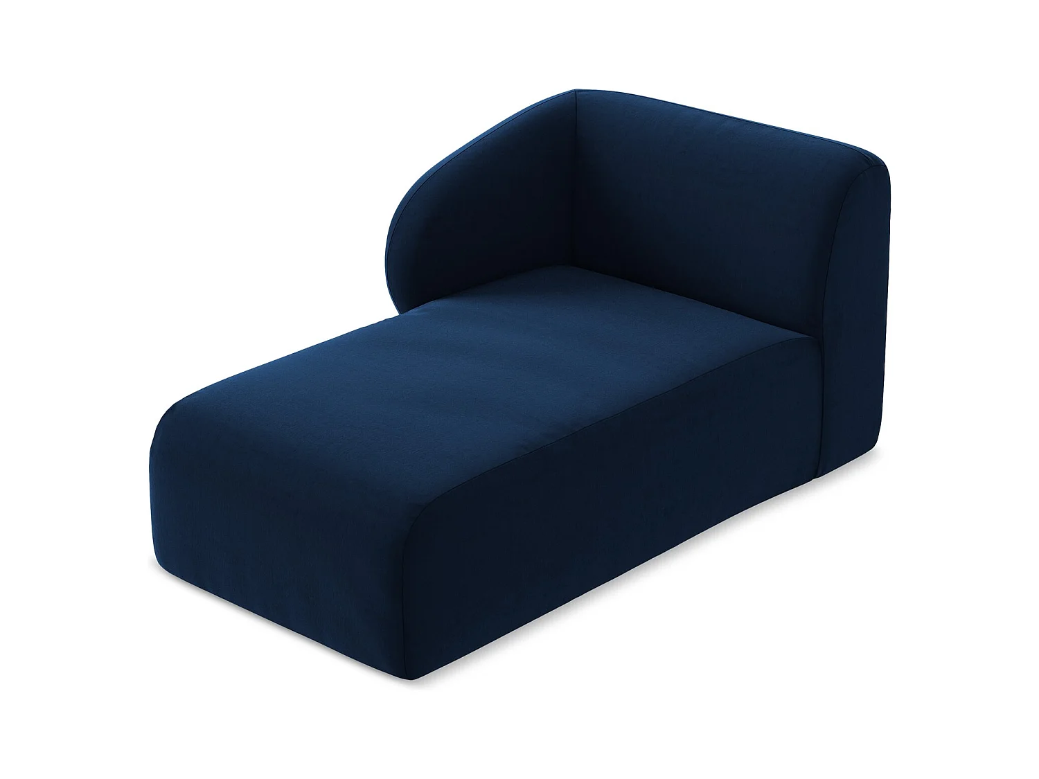 Chaise longue met hoek links van koningsblauw velours - LANI
