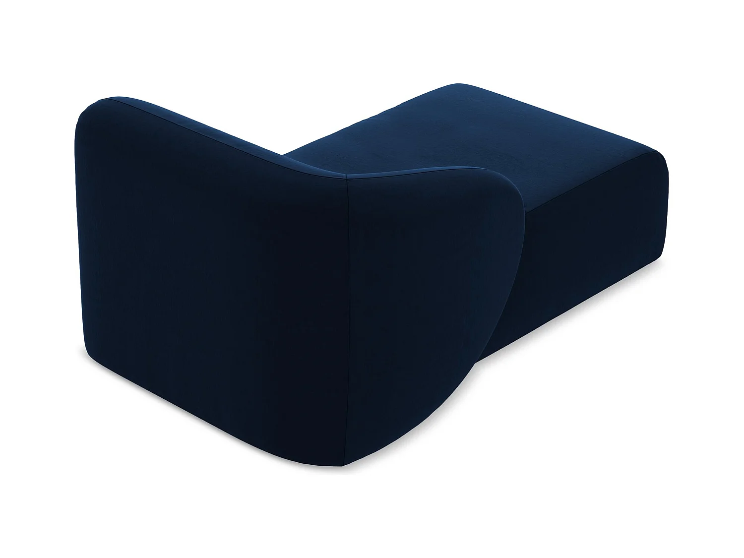 Chaise longue met hoek links van koningsblauw velours - LANI