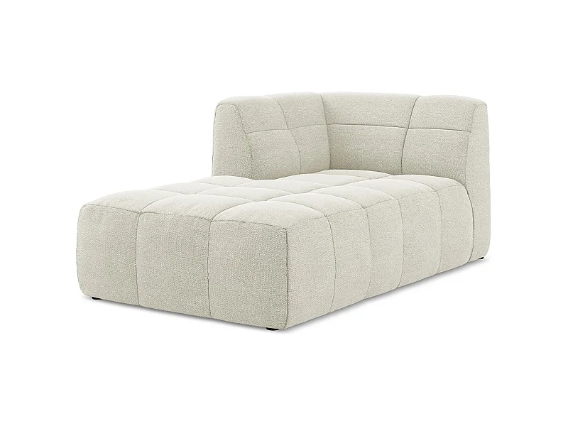 Szezlong lewostronny - z tkaniny bouclé - piaskowy - ALOHA