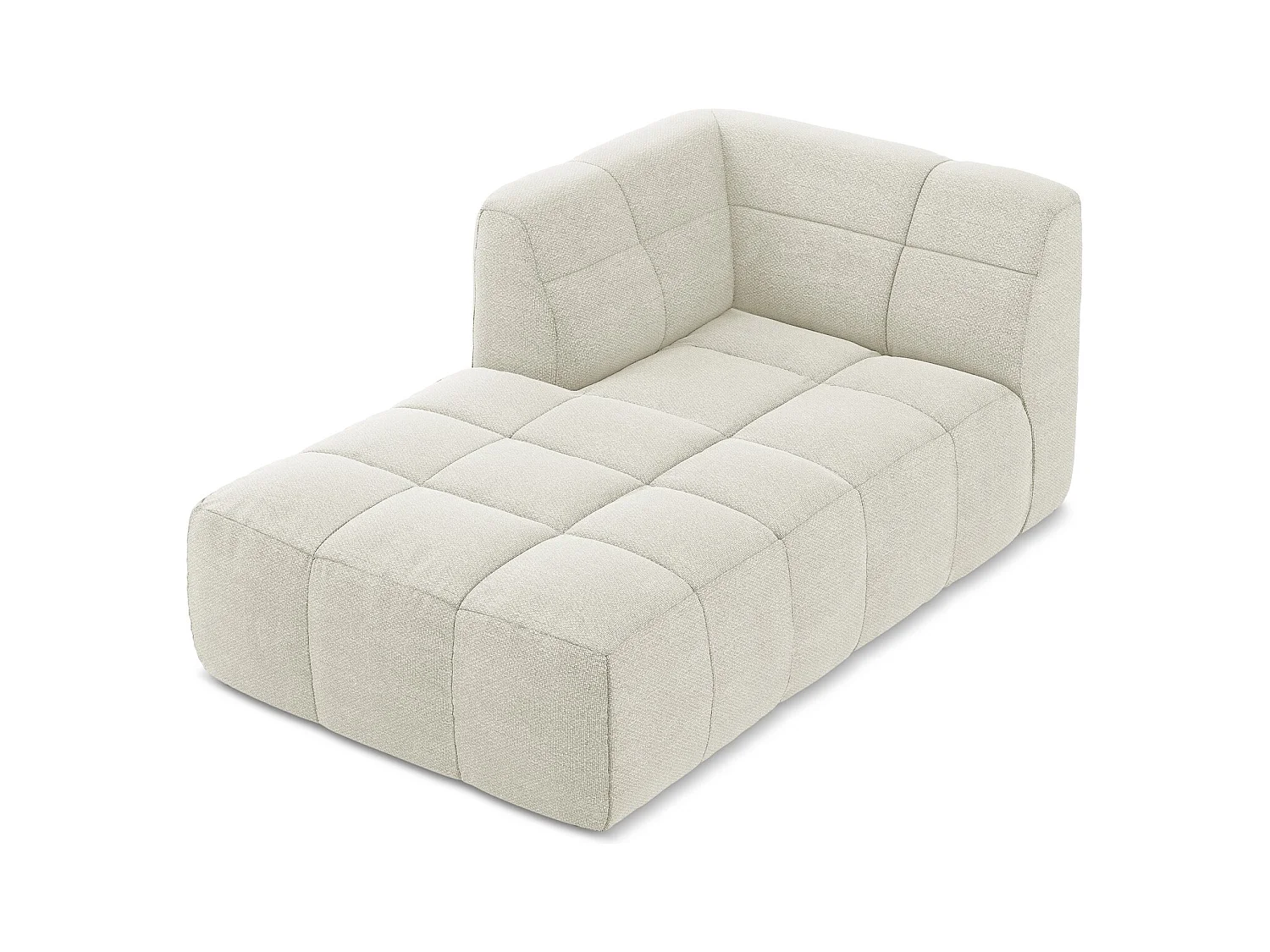 Chaise longue met hoek links van zand bouclé - ALOHA